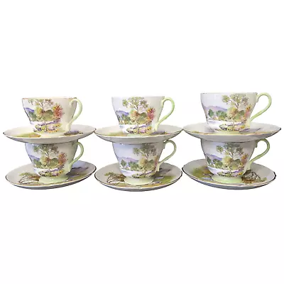 Buy Shelley English Lakes Footed Cup & Saucer Set Fine Bone China 13788 Svc For 6 • 168.67£