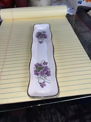 Buy Vintage Victorian England Hammersley Bone China Long Trinket Tray Violets • 14.21£
