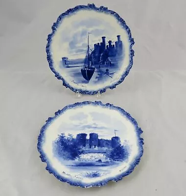 Buy 2 Antique Doulton Burslem For Tiffany & Co. Flow Blue Castle Dessert Plates 9  • 67.19£