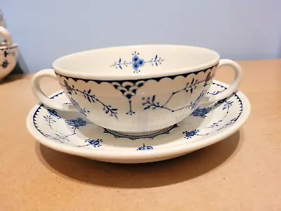 Buy Vintage Furnivals  Denmark  (Blue) Soup Bowl/Cup & Saucer. Excellent Condition. • 6.99£