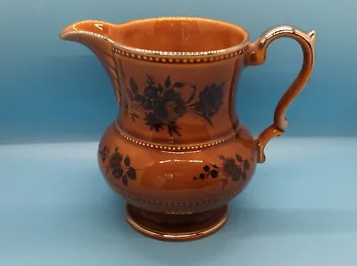 Buy Lord Nelson Pottery Pitcher Brown Jug Floral Black Roses England 5.5  Tall • 16.98£