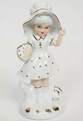 Buy Vintage Porcelain Figurine Girl In White & Gold Kitsch Made In Korea Korean • 12.74£