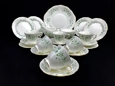 Buy Queen Anne China Tea Set For 6 / 21 Piece / Pattern 8669 Green Floral / Trio  • 63.20£