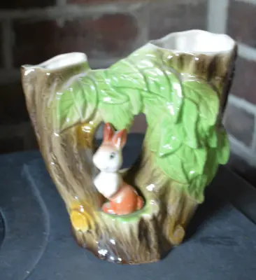 Buy Withernsea Eastgate Pottery England Rabbit Tree Trunk Double Vase Ornament 74 • 12.50£