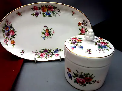 Buy Minton English Bone China Oval Dish Lidded Jar Dish  Marlow Flowers Pattern • 9£