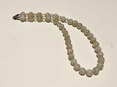 Buy Box Clasp Vintage Crackle Opaline Glass Bead Necklace For Restring • 17.99£