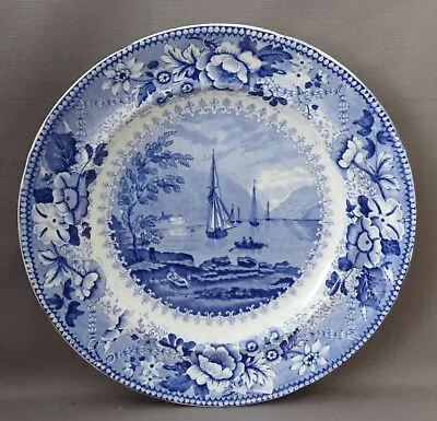 Buy Poultney & Allies St Vincent's Rocks Pearlware Blue & White Dinner Plate 1825-30 • 40£