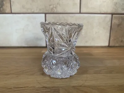 Buy Vintage Small Cut Glass Candle Holder • 7£