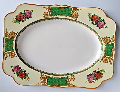 Buy Crown Ducal Ware England Platter  Yellow Green Red Roses Purple Flowers Shabby • 84.78£