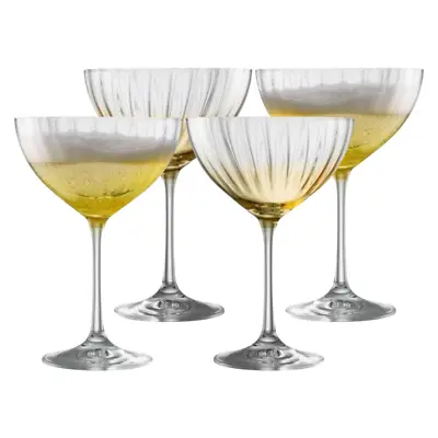 Buy Galway Crystal Erne Amber Set Of 4 Champagne Saucers Brand New In Gift Boxes • 44.99£