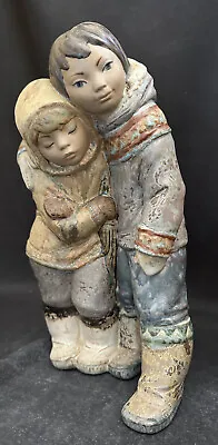 Buy Mint! Lladro 2038 Couple From The Artic Eskimo Inuit Boy Girl 13  Gres Figurine • 120.95£