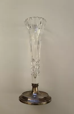 Buy Genuine Antique Flute Style Cut Glass Vase Sterling Silver Hallmarked Birmingham • 44£