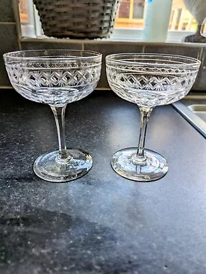 Buy Elegant Pair Of Vintage Star Cut Crystal Champagne Glasses • 40£