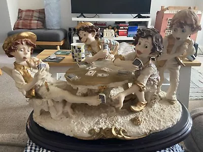 Buy Capodimonte Style Huge Figural Group Of Boys Sitting Around Table Playing Cards • 120£