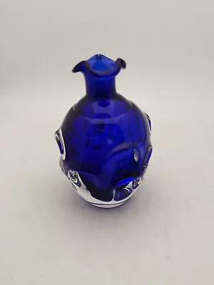 Buy Vintage Bohemian Cobalt Blue Glass Vase, 7   (AN_7413) • 25£