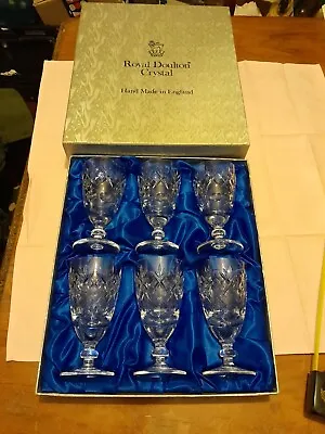 Buy Royal Doulton Crystal Stemmed Wine? Glasses  X 6 Boxed Approx 5.25 Inches  • 25£