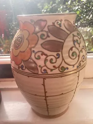 Buy Magnificent Charlotte Rhead Vase In Vibrant Trellis Pattern • 49£