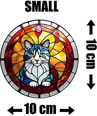 Buy Cat Decorative Stained Glass Effect Colourful Static Cling Window Sticker Gift • 3.49£