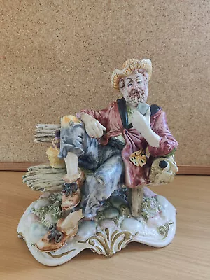 Buy Rare Vintage Large Capodimonte Porcelain Figurine Hobo Bum Drunk On Bench • 25£