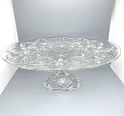 Buy Vintage Tiffin Clear Cut Glass Williamsburg Pattern Cake Pedestal Stand 13 3/4  • 32.69£