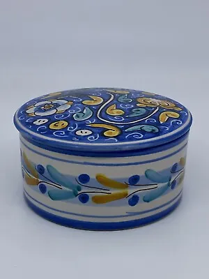 Buy Sicilian Ceramic Lidded Trinket Dish Box Pot Handmade Alemanna G 10cm X 5.5cm • 5£