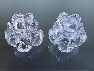 Buy Orrefors Glass Mats Jonasson Tea Light Votive Candle Crystal Flower Swedish Pair • 49.99£