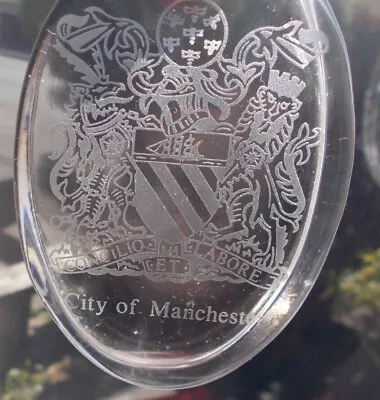 Buy Etched Glass Paperweight   The City Of Manchester  In Original Box • 12.99£