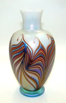 Buy Satava Studio Richard Gibbons Iridescent Art Glass Pulled Feather Vase • 165.63£