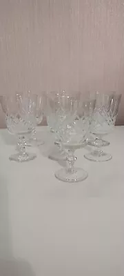 Buy 7 Vintage Large Cut Glass Wine Glasses 1940s • 15£