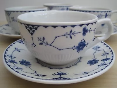 Buy 4 X Johnson Brothers Pottery Blue Denmark Pattern Cups & Saucers (A) • 24£