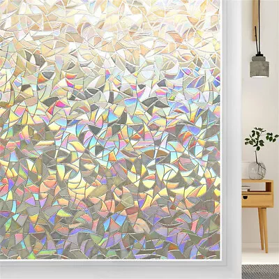 Buy 3D Rainbow Window Film Stained Glass Static Cling Sticker Home Office Privacy • 6.11£