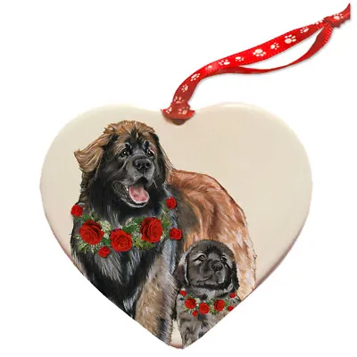 Buy Leonberger Porcelain Valentine's Day Heart Ornament Pet Gift • 18.27£