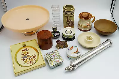 Buy VINTAGE COLLECTABLES STUDIO POTTERY.CAKE STAND. CRYSTAL.TRINKET BOXES.TREMAR X13 • 7.99£