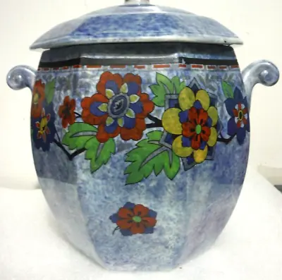 Buy Vintage Rubian Art Pottery England Lidded Biscuit Jar Vase Planter Lustreware • 39.23£