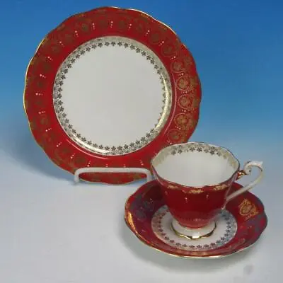 Buy Royal Standard Fine Bone China - Red And Gold - Tea Cup, Saucer, Plate - Trio • 23.72£
