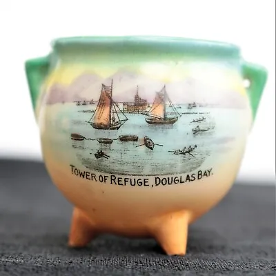 Buy Souvenir Miniature Ceramic Cauldron Tower Of Refuge, Douglas Bay Scene • 6.50£
