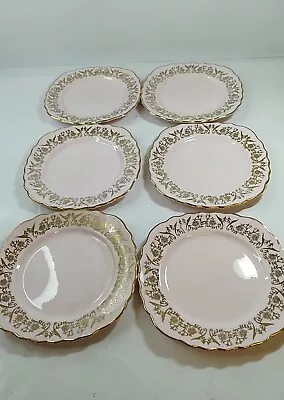 Buy Colclough China 6 Side Plates Pink And Gold Bone China 6  Diameter Fluted Edges • 6.99£