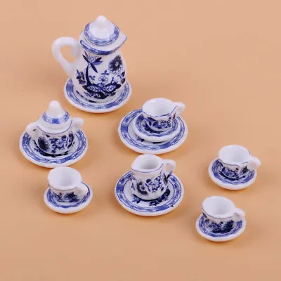 Buy 1/12th Dolls House Miniature Dining Ware Chinese Ceramic Tea Set Blue Flower • 6.91£