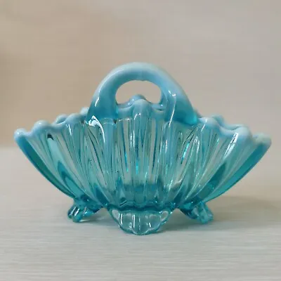 Buy Victorian Davidsons Blue Pearline 'Brideshead' Folded Glass Posy Basket • 17£