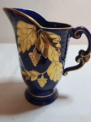 Buy Vintage Arthur Wood Cobalt Blue And Gilt  Gold Vase Jug, Cobweb , Durham, 3954 • 18£