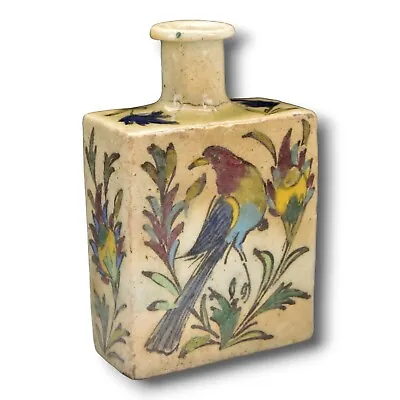 Buy Antique Qajar Persian Iznik Pottery Bottle Flask With Bird Middle Eastern • 61.64£