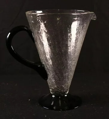 Buy 24cm Tall Clear Glass Crackle Effect Jug With Black Glass Handle And Foot • 20£