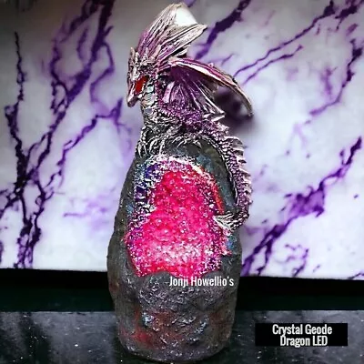 Buy Dragon Amethyst Crystal Geode Sculpture Ornament LED Light Guardian Protector • 17£