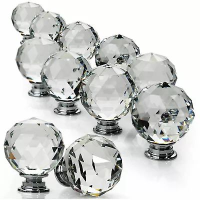 Buy Clear Crystal Diamond Glass Door Knobs Cupboard Drawer Furniture Handle Cabinet • 3.45£