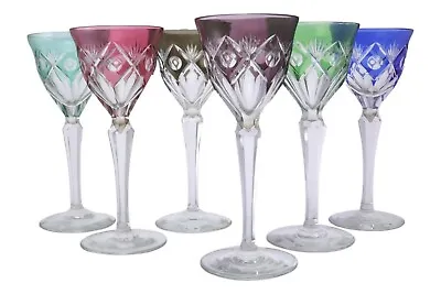 Buy BOHEMIAN Crystal - Set Of 6 Vintage Coloured Hock Wine Glasses - 7 5/8  • 299.99£