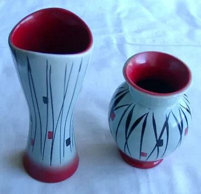 Buy 2 X Vintage Mid Century Vases - Very Stylish - Foreign Marking • 19.99£