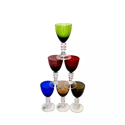 Buy Shot Glasses Cordials Stemmed 2oz Set Of 6 Ruby Blue Green Amber Amethyst Smoke • 33.91£