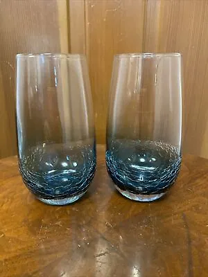 Buy Pier 1 Rare Aqua Teal Blue Crackle Glass Drinking Tumbler ~6  Discontinued Set 2 • 56.90£