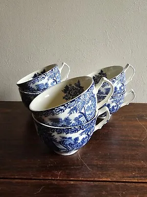 Buy Set Of 6 VTG Johnson Brothers Mill Stream Blue China Flat Teacups/Coffee • 41.23£