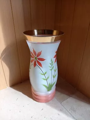 Buy Romanian Hand Painted Vase Gold Band Red Floral Large Tulip Design 10   Tall VGC • 20£